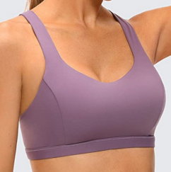 Strappy V Neck Sports Bra for Women Padded Criss Cross Back Workout Yoga Bra 3 pcs