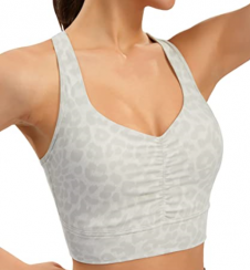 Ruched Sports Bras for Women Racerback Padded Workout Tops 6 pcs