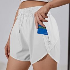 Women Summer Athletic High Waisted Drawstring Causal Workout Sport Shorts with Pockets 6 pcs