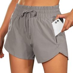 Running Shorts High Waisted Summer Gym Workout Short with Zipper Pockets 3 pcs